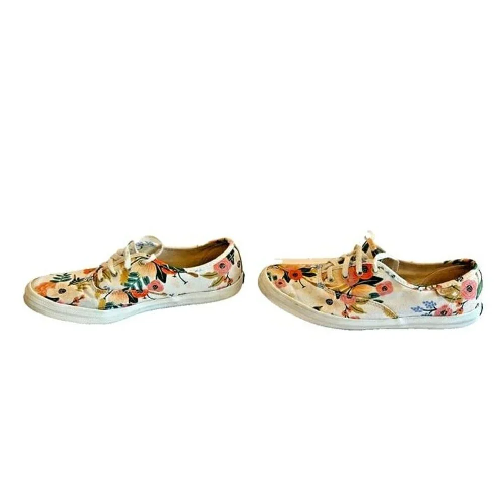 KEDS Rifle Paper Co Woman 6.5 Lively Floral Garden Print Canvas Lace Up Sneakers